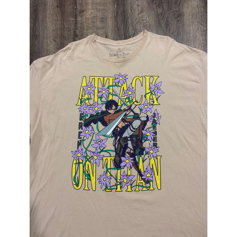 Attack on Titan Eren Jaeger Flower Graphic T-Shirt Tan Ripple Junction‎ 2XL